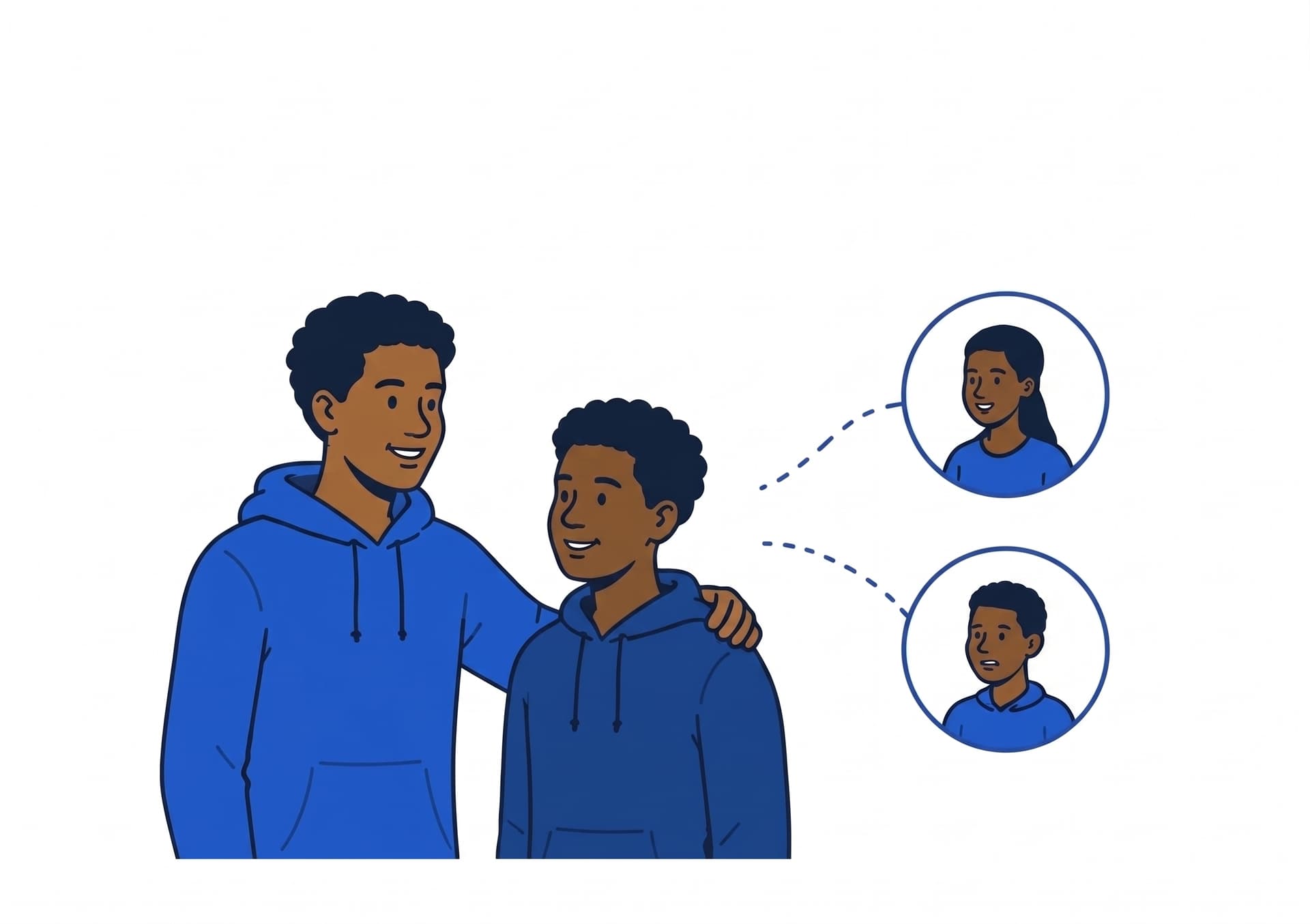 A mentor and a learner connected to a wider community